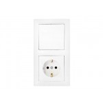 Блок выкл. 1 клав. + розетка (скрытая, с/з) белая, Стиль, Bylectrica