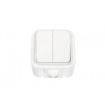 Выключатель 2 клав. (открытый, 6А, брызг. защ.) белый, Пралеска Аква, Bylectrica