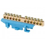 Шина "N" нулевая 6х9мм 12 групп c изолятором на DIN-рейку бол. стойка Юпитер