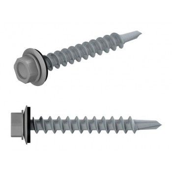 Саморез кровельный 4.8х19 мм цинк, шайба с прокл., PT3, RAL 7004 (5 кг) STARFIX