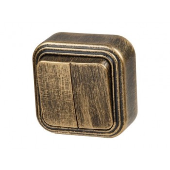 Выключатель 2 клав. (открытый, до 6А) бронз., Стандарт, Юпитер