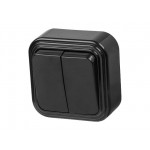 Выключатель 2 клав. (открытый, до 6А) черный, Стандарт, Юпитер