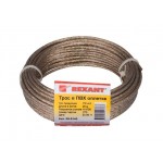 Трос стальной в ПВХ оплетке d=4,0 мм, прозрачный ( моток 20 м)  REXANT