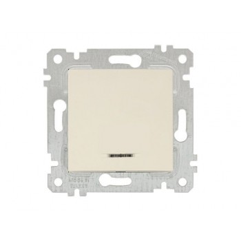 Выключатель 1-клав. (с подсветкой, скрытый, без рамки, винт. зажим) кремовый, RITA, MUTLUSAN
