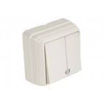 Выключатель 2-клав. (с подсветкой, открытый) кремовый, BRON, MUTLUSAN