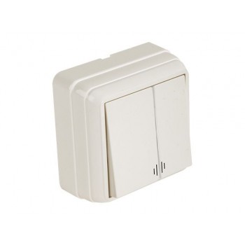 Выключатель 2-клав. (с подсветкой, открытый) кремовый, BRON, MUTLUSAN