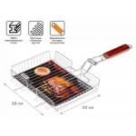 Решетка-гриль, 280x220 мм,  нержавеющая сталь, деревянная ручка, PERFECTO LINEA