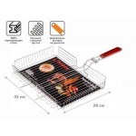 Решетка-гриль, 410x280 мм,  нержавеющая сталь, деревянная ручка, PERFECTO LINEA