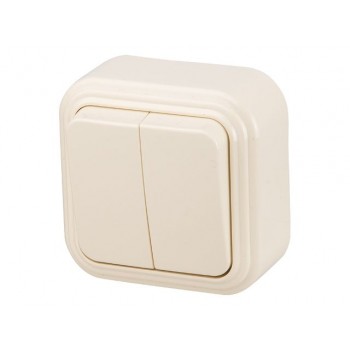Выключатель 2 клав. (открытый, до 6А) бежевый, Стандарт, Юпитер
