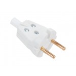 Вилка (б/з, 6А, 250В) белая, Юпитер