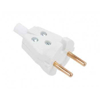 Вилка (б/з, 6А, 250В) белая, Юпитер