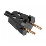 Вилка (б/з, 6А, 250В) чёрная, Юпитер