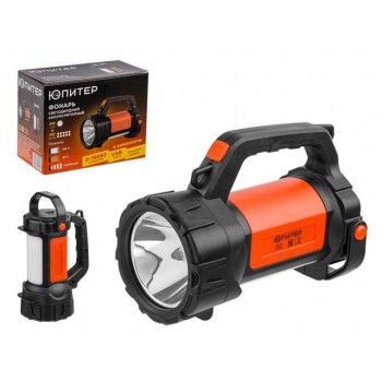 Фонарь светодиодный аккум. 3Вт+3Вт (оранж.) ЮПИТЕР