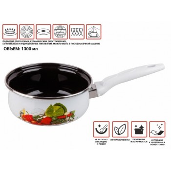 Ковш стальной эмалированный, 1.3 л, серия Урожай, PERFECTO LINEA