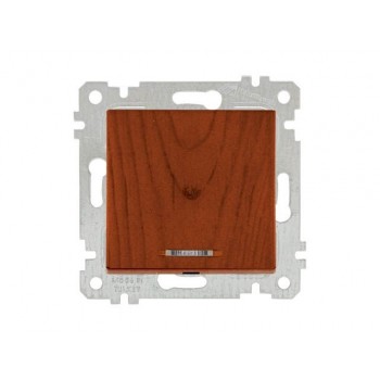 Выключатель 1-клав. (с подсветкой, скрытый, без рамки, винт. зажим) вишня, RITA, MUTLUSAN