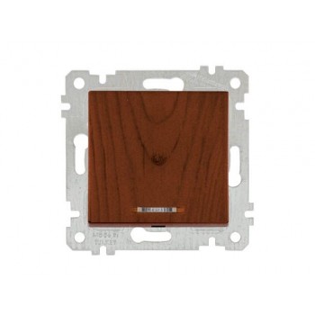 Выключатель 1-клав. (с подсветкой, скрытый, без рамки, винт. зажим) орех, RITA, MUTLUSAN