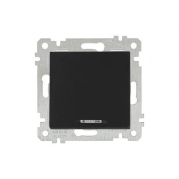 Выключатель 1-клав. (с подсветкой, скрытый, без рамки, винт. зажим) черный, RITA, MUTLUSAN