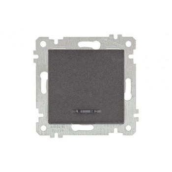 Выключатель 1-клав. (с подсветкой, скрытый, без рамки, винт. зажим) дымчатый, RITA, MUTLUSAN