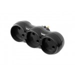 Разветвитель 3-местный (б/з, 16А, 250В) черный, Bylectrica