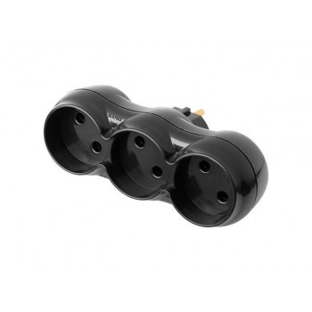 Разветвитель 3-местный (б/з, 16А, 250В) черный, Bylectrica