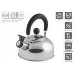 Чайник со свистком, нержавеющая сталь, 1.5 л, серия Holiday,  серебристый металлик, PERFECTO LINEA