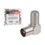 Переходник гнездо F - штекер TV угловой (100 шт.) Юпитер