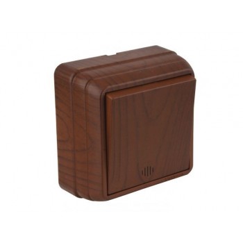 Выключатель 1-клав. (с подсветкой, открытый) орех, BRON, MUTLUSAN