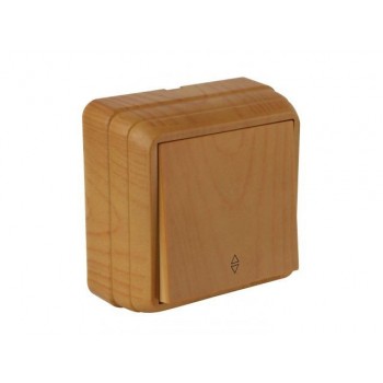 Выключатель 1-клав. проходной (открытый), дуб, BRON, MUTLUSAN