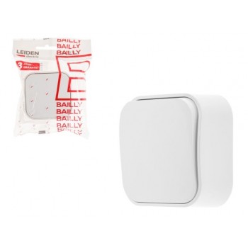 Выключатель 1 клав. (открытый, 10А) белый, Bailly, LEIDEN ELECTRIC