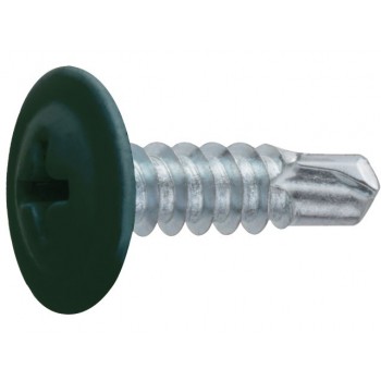 Саморез 4.2х19 мм с прессшайбой, цинк, со сверлом, RAL 6005 (50 шт в зип-локе) STARFIX