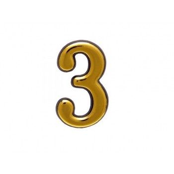 Цифра дверная АЛЛЮР БОЛЬШАЯ пластик "3" золото