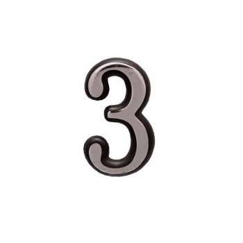 Цифра дверная АЛЛЮР БОЛЬШАЯ пластик "3" хром