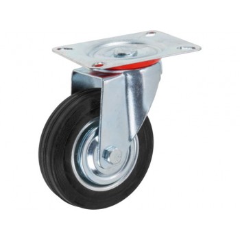 Опора колёсная d-100мм на площадке без фиксатора, резиновая STARFIX