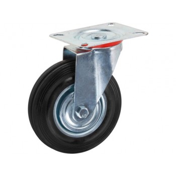 Опора колёсная d-125мм на площадке без фиксатора, резиновая STARFIX