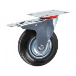 Опора колёсная d-125мм на площадке с фиксатором, резиновая STARFIX