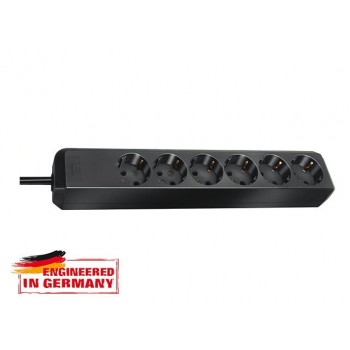 Удлинитель 1.5м (6 роз., 3.3кВт, с/з, ПВС) черный Brennenstuhl Eco-Line