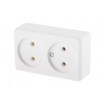 Розетка 2-ая (открытая, б/з) белая, Эконом, Юпитер