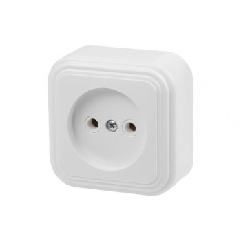 Розетка 1-ая (открытая, б/з) белая, Стандарт, Юпитер