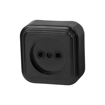 Розетка 1-ая (открытая, б/з) черная, Стандарт, Юпитер
