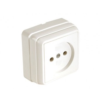 Розетка 1-ая (открытая, б/з) кремовая, BRON, MUTLUSAN