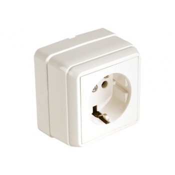 Розетка 1-ая (открытая, с/з) кремовая, BRON, MUTLUSAN