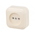 Розетка 1-ая (открытая, б/з) бежевая, Стандарт, Юпитер