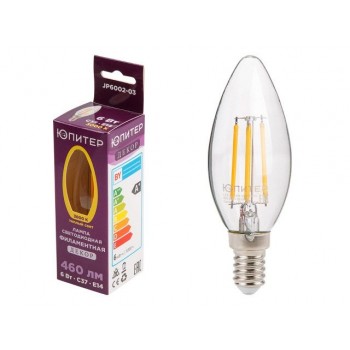Лампа светодиодная филаментная C37 СВЕЧА 6 Вт E14 3000К ЮПИТЕР ДЕКОР