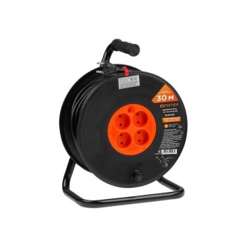 Удлинитель на катушке 30м (4 роз., 3,5кВт, б/з, ПВС 2х1,5) Юпитер