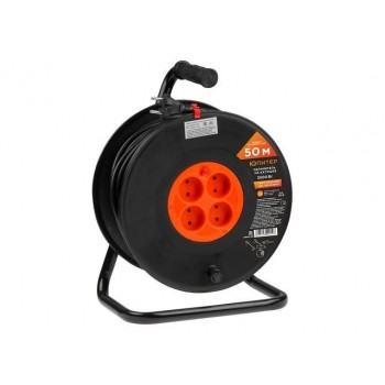 Удлинитель на катушке 50м (4 роз., 3,5кВт, б/з, ПВС 2х1,5) Юпитер