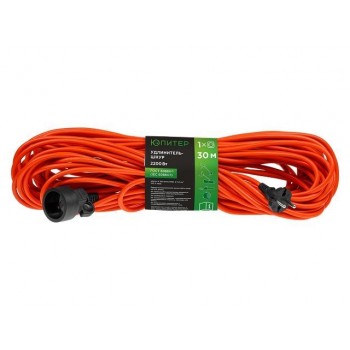 Удлинитель-шнур 30м (1 роз., 2,2кВт, б/з, ПВС 2х1) Юпитер