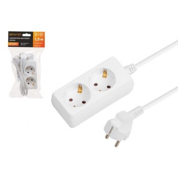 Удлинитель 1,5м (2 роз., 2,2кВт, с/з, ПВС 3х0,75) Юпитер