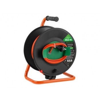 Удлинитель на катушке 40м (1 роз., 2,2кВт, б/з, ПВС 2х1,0) Юпитер