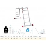 Лестница алюм. многофункц. трансформер 4х4 ступ., шир. 400 мм, 15,1кг NV3320 Новая высота