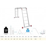 Лестница алюм. многофункц. трансформер 4х5 ступ., шир. 400 мм, 16,8кг NV3320 Новая высота